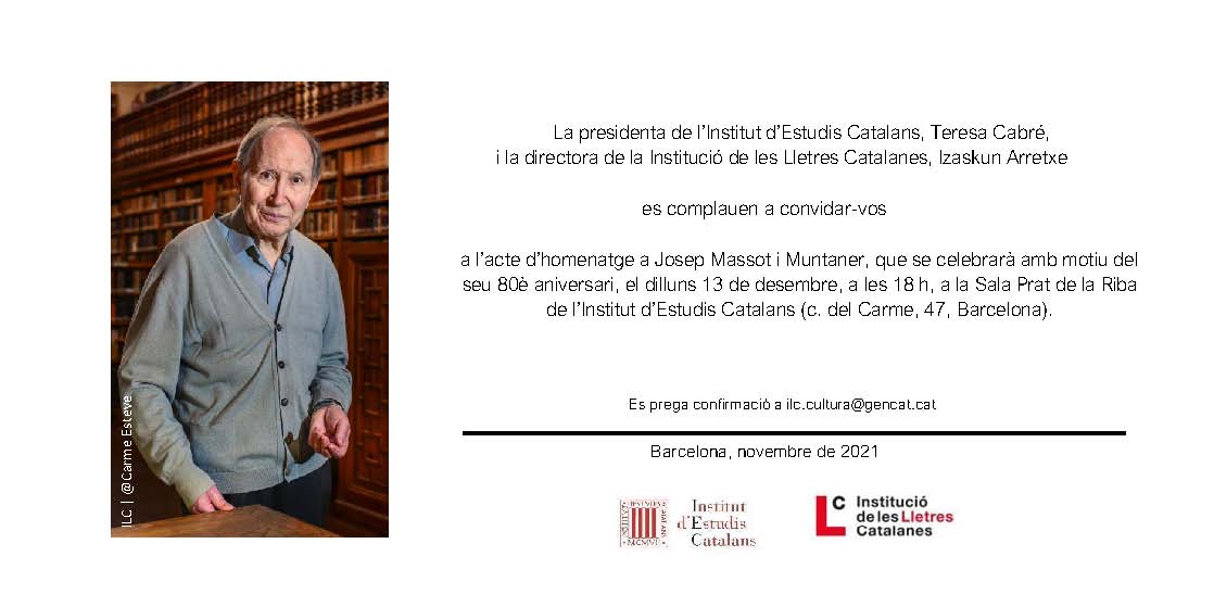 Invitació homenatge P. Josep Massot i Muntaner